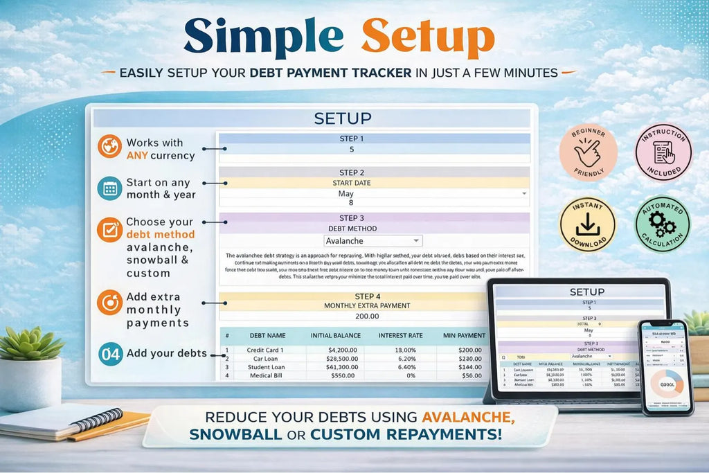 Debt-Free Blueprint™ | Debt Payoff Tracker (Snowball & Avalanche Calculator)