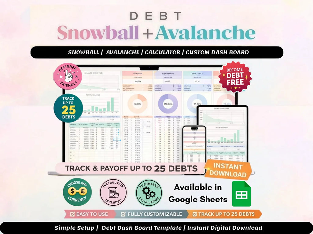 Debt-Free Blueprint™ | Debt Payoff Tracker (Snowball & Avalanche Calculator)
