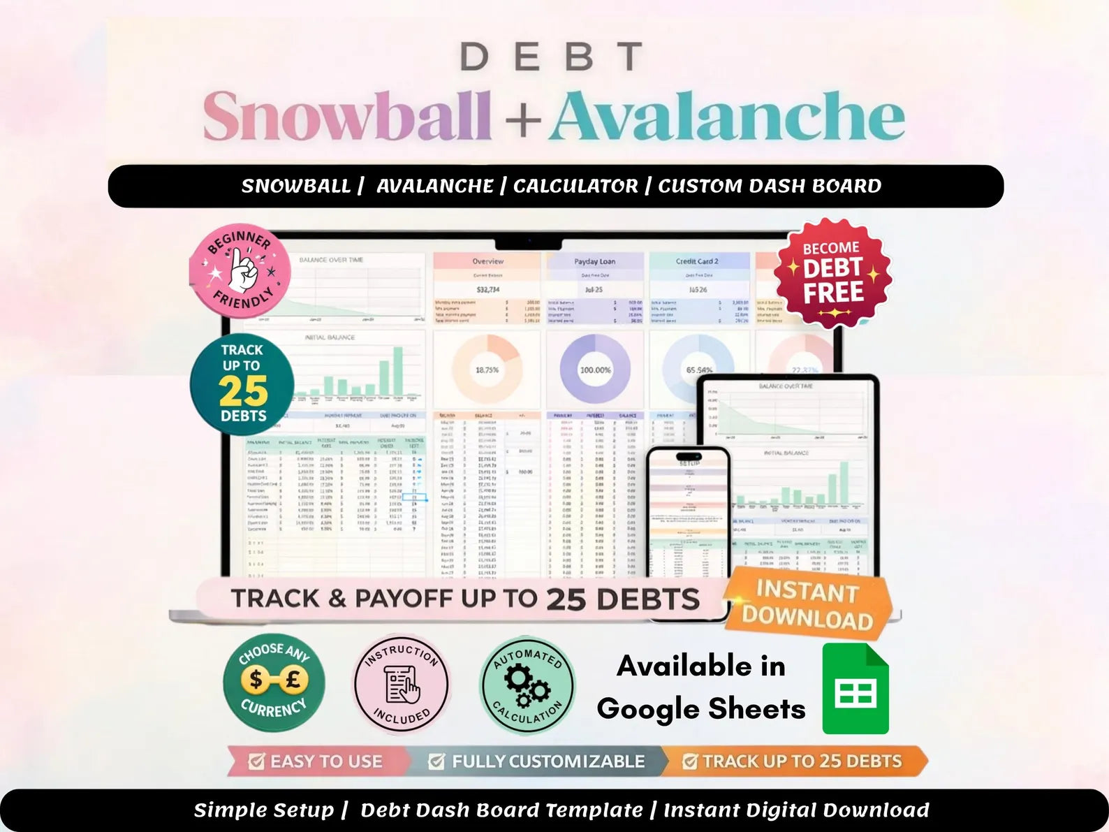 Debt-Free Blueprint™ | Debt Payoff Tracker (Snowball & Avalanche Calculator)